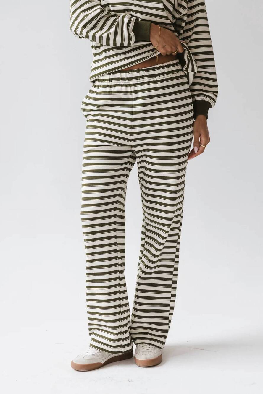 NEW LE LIS sunday stripe sweatpants in green